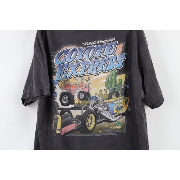 Vintage 90s Streetwear Mens XL Faded Coyote Express Racing Double Sided T-Shirt - Picture 9 of 9